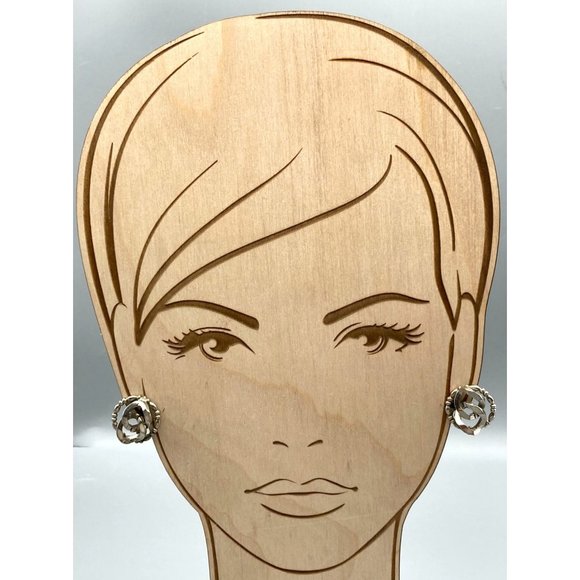 Unique Industrialist Punk Earrings, Silver Tone Chunky Utility Interlocking Link - Picture 3 of 6